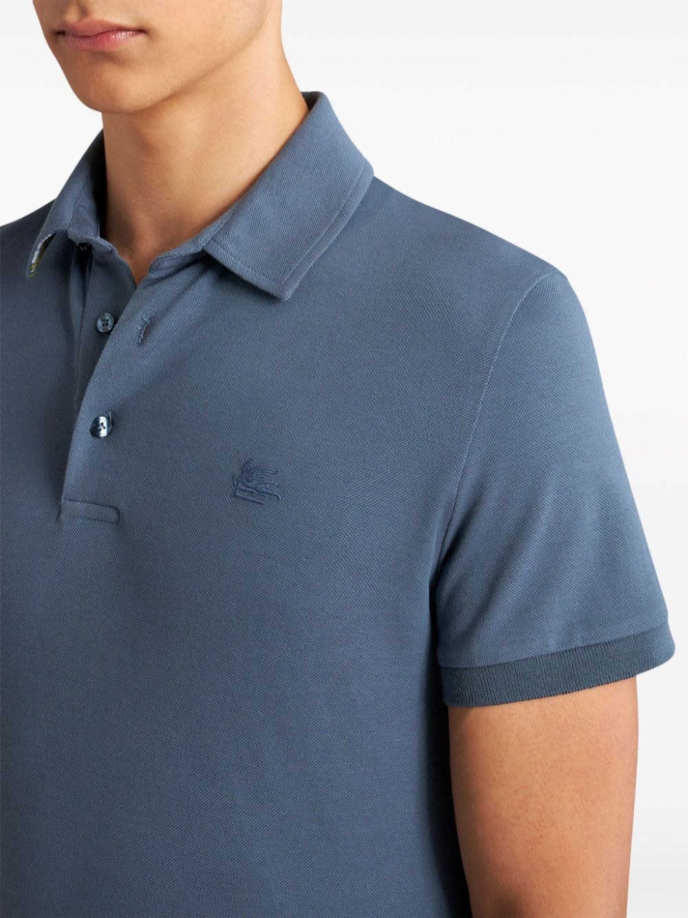 Pegaso-embroidered cotton polo shirt - 4