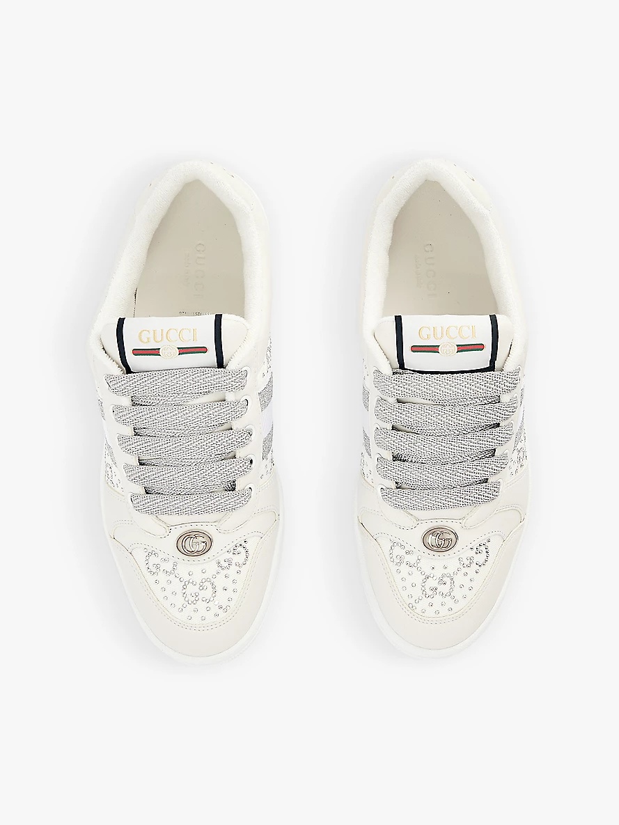 Screener brand-canvas lace-up leather trainers - 2