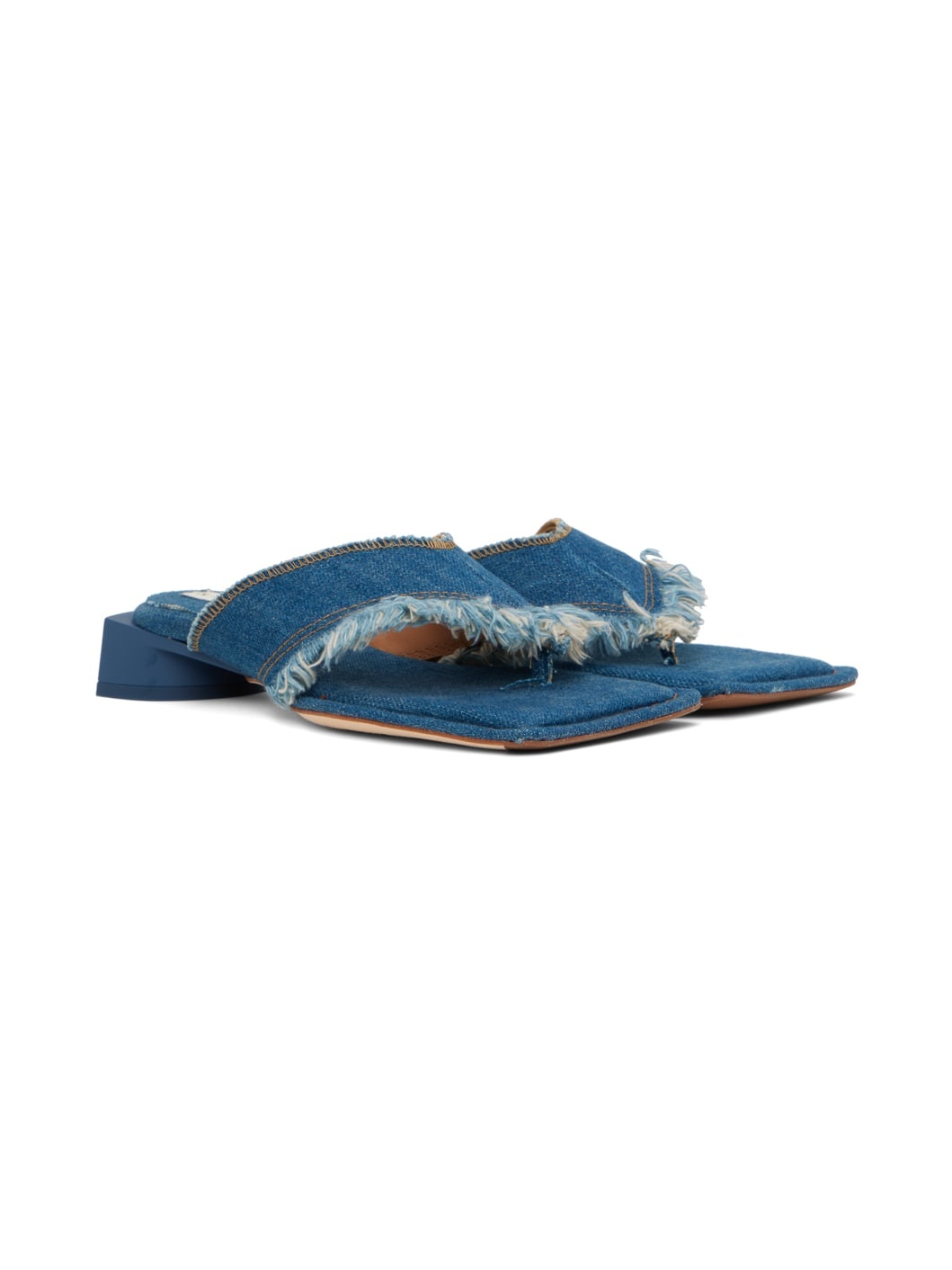 Blue Pythia Denim Heeled Sandals - 4