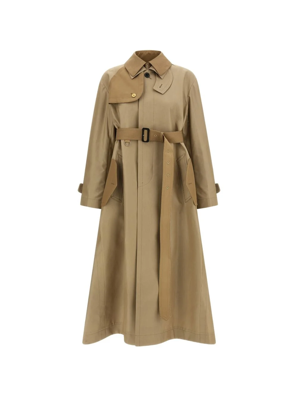 double-layer collared trench coat - 1
