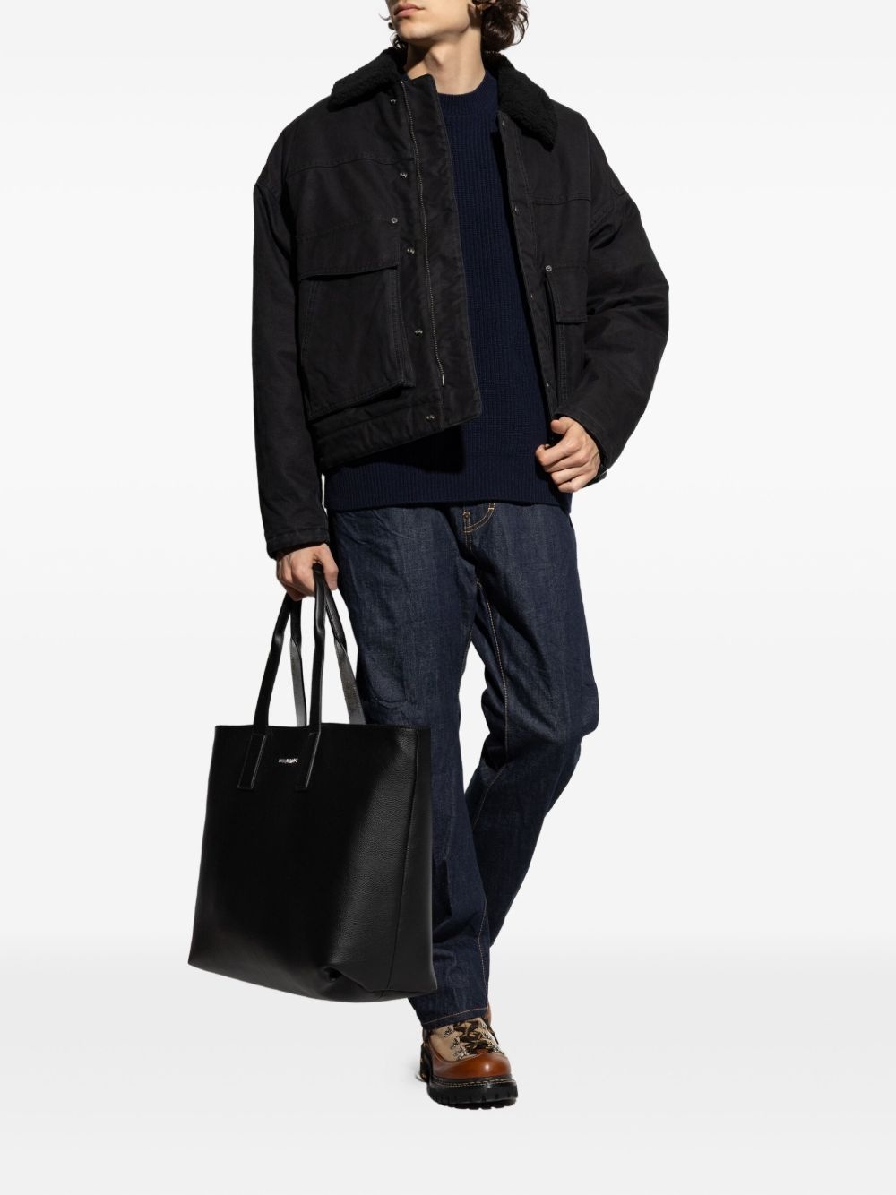 faux fur-collar bomber jacket - 2
