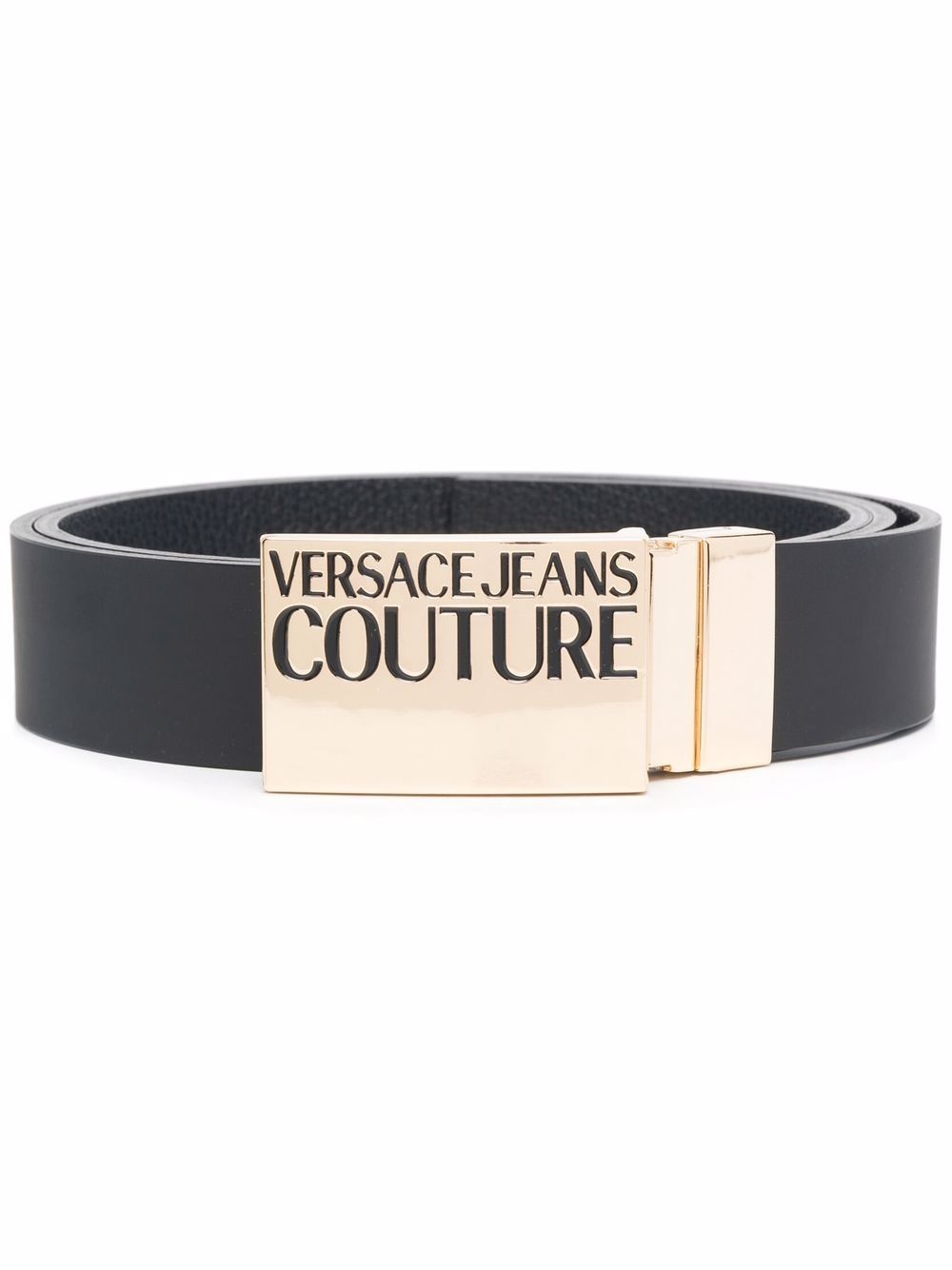 logo plaque leather belt - 1