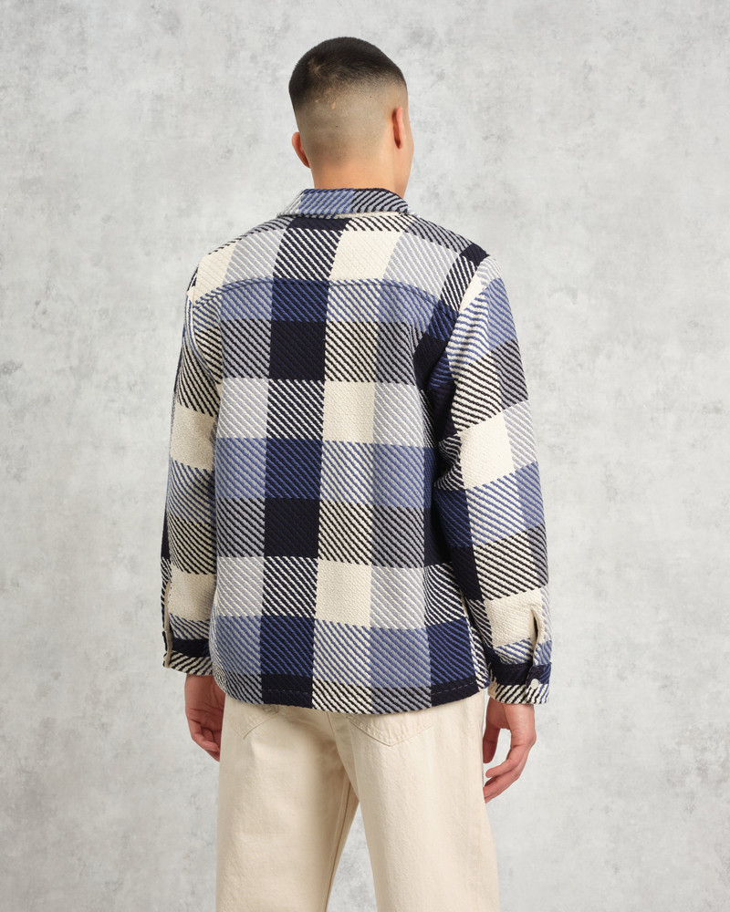 Whiting - Navy And Ecru Block Check Overshirt 8