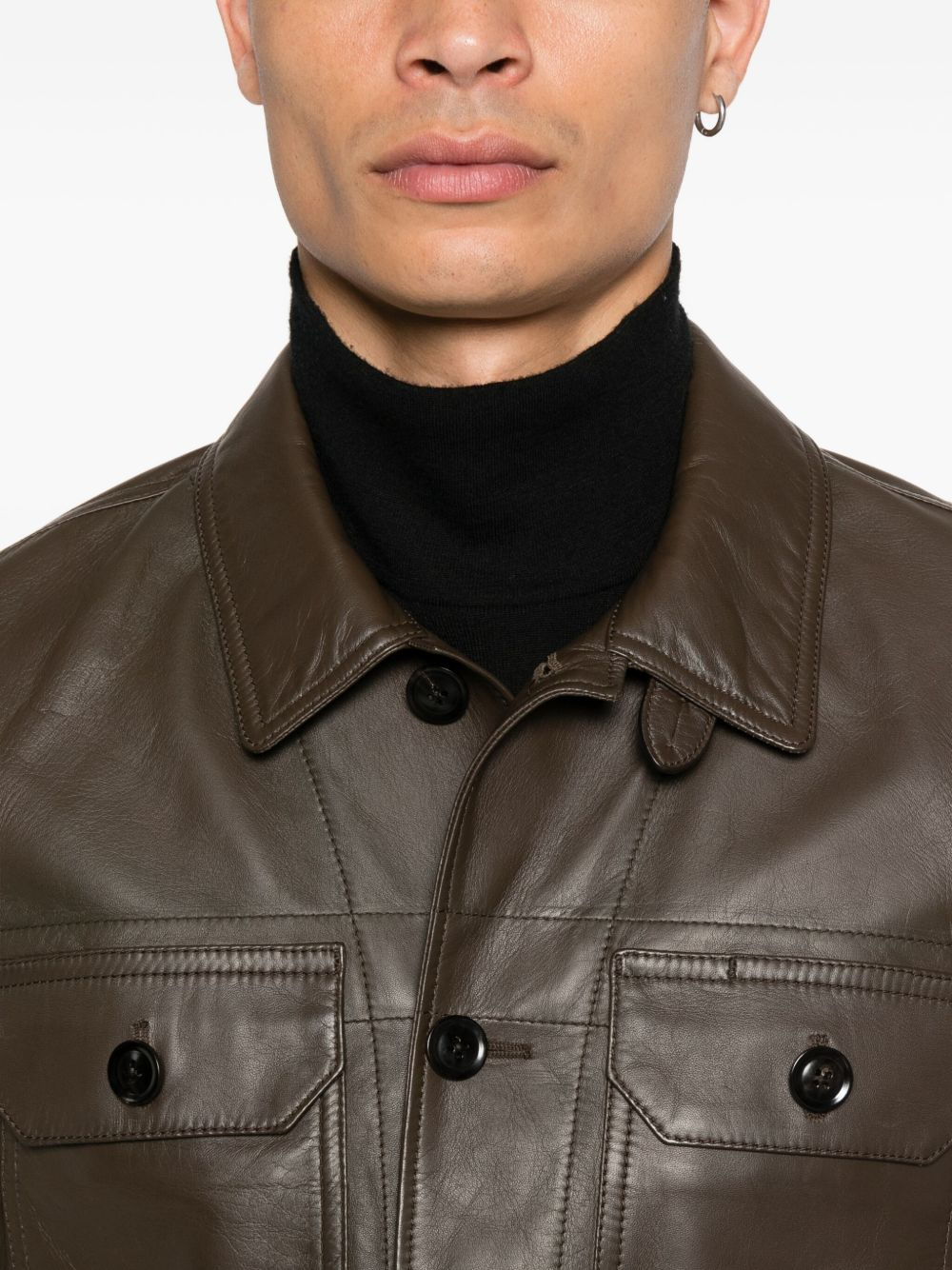 oversized leather jacket - 5