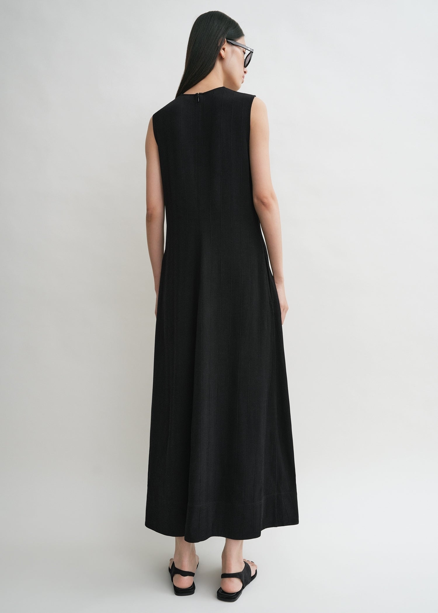 Woven stripe dress black - 4
