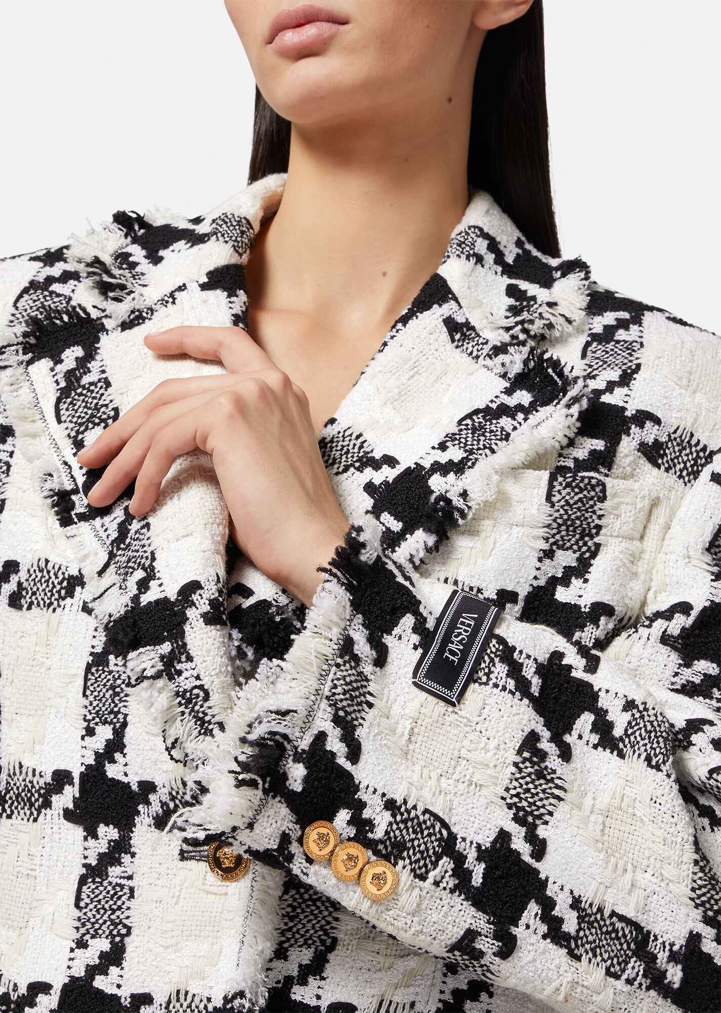 Medusa Checked Tweed Blazer - 5