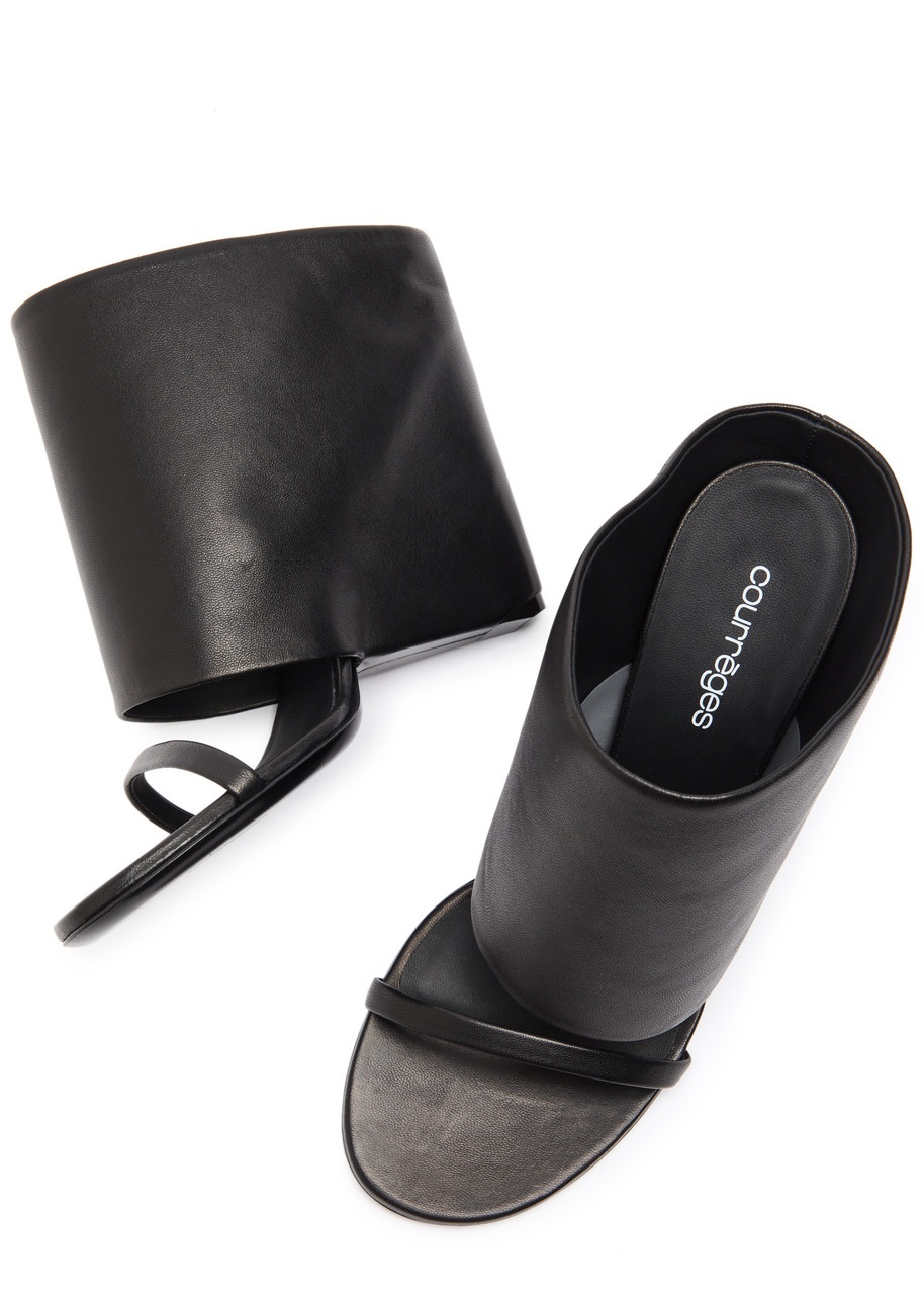 Courrèges Oblique 90 Leather Wedge Mules - 3