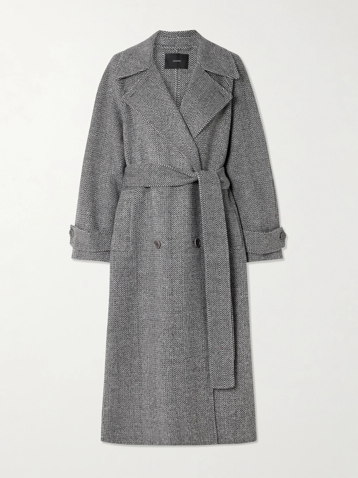 Navarre Belted Herringbone Wool Coat - 1