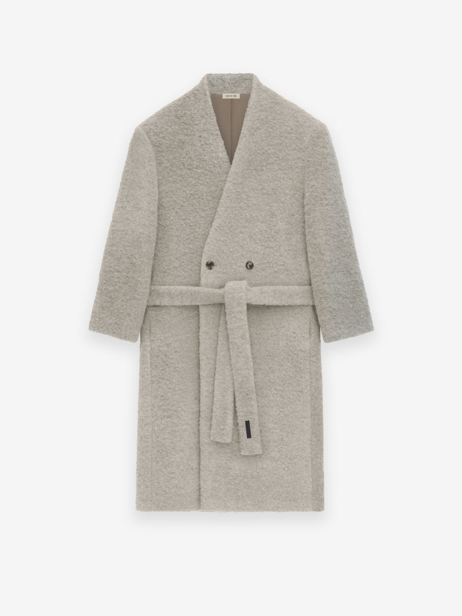 Wool Boucle Lapelless Coat - 3