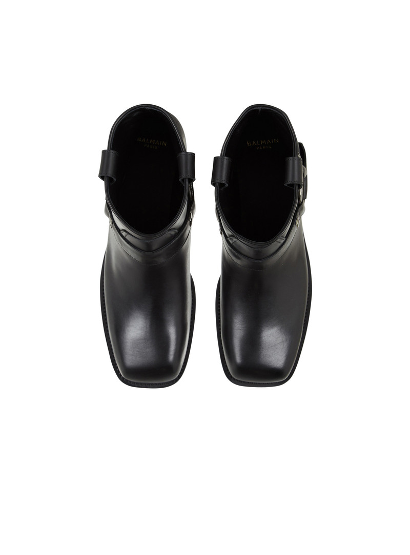 Calfskin leather biker ankle boots 3