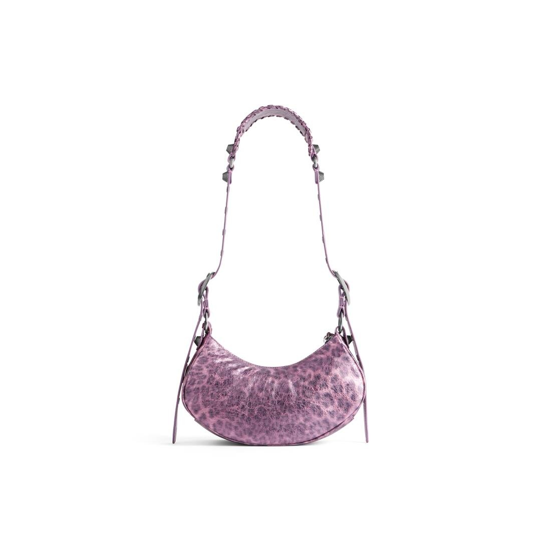 Women's Le Cagole Xs Shoulder Bag Metallized With Leopard Print  in Pink - 4