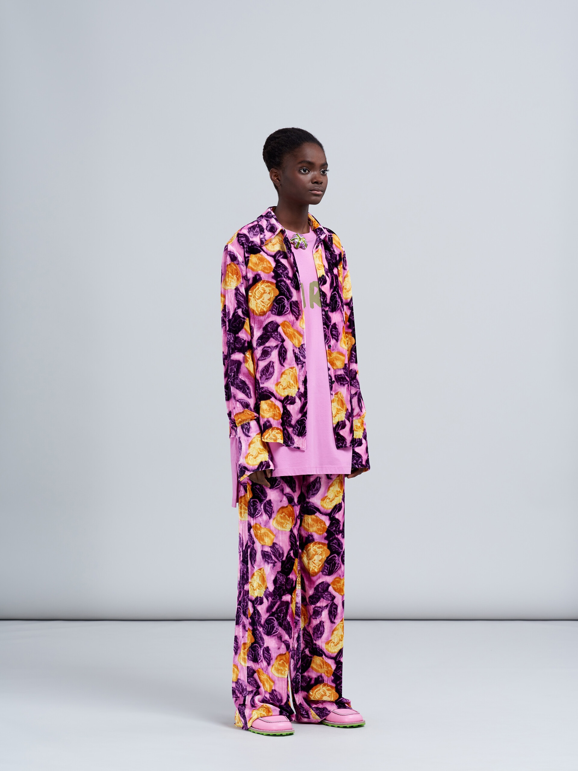 MORNING BLOSSOM VELVET PRINT TROUSERS - 5