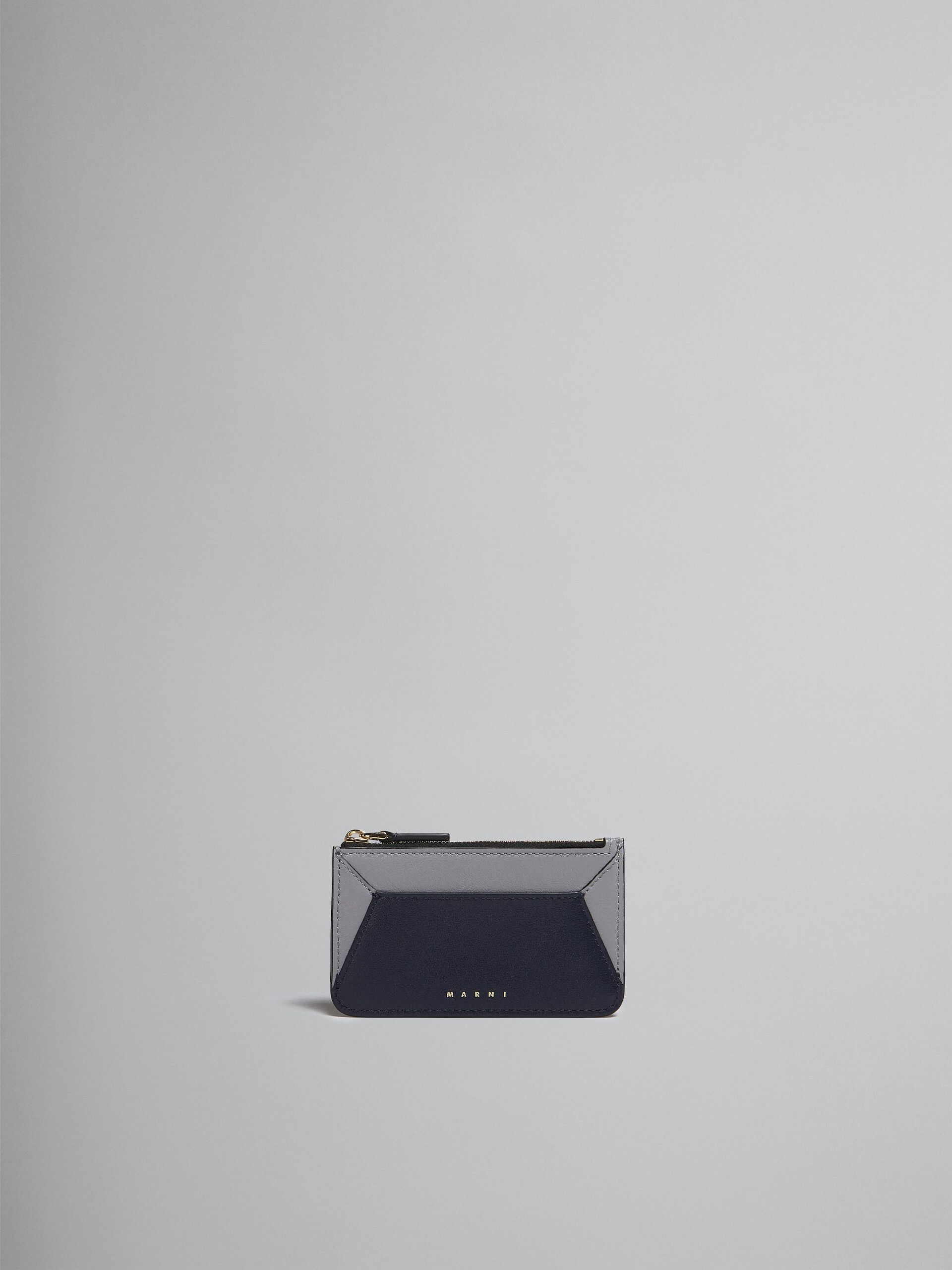 GREY AND BLUE LEATHER CARD CASE - 1