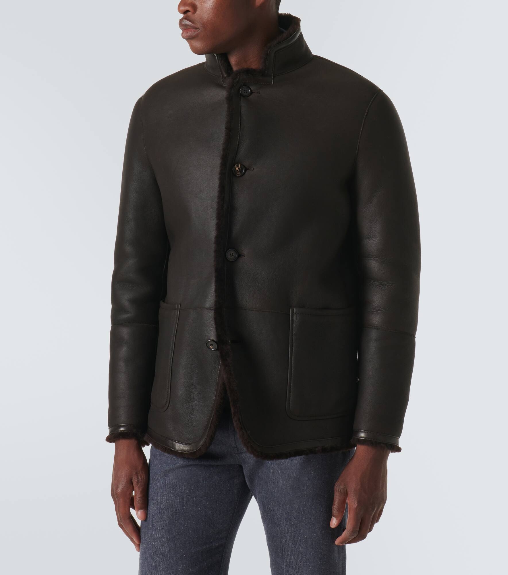 Shearling-lined leather jacket - 3