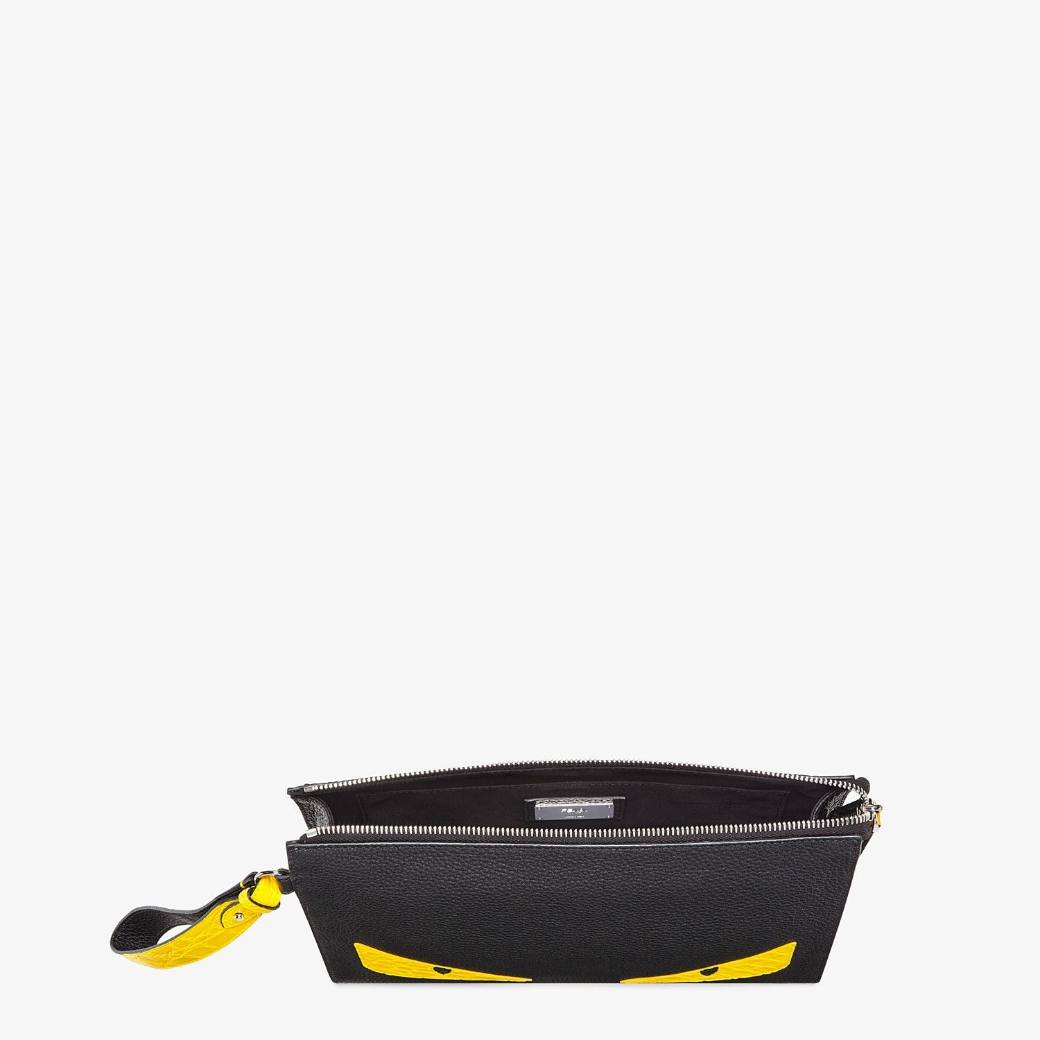 Black and yellow leather pouch - 4