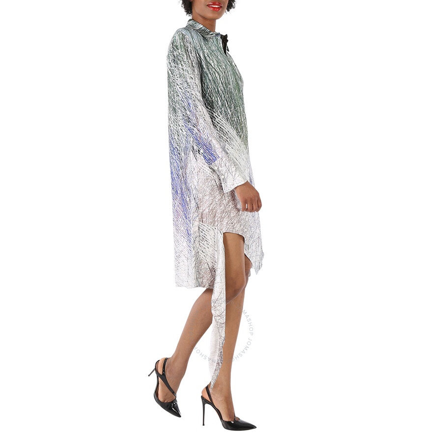 Off-White Grey Black Off-White Spiral Asymmetric Shirt Dress in Grey Black - 5