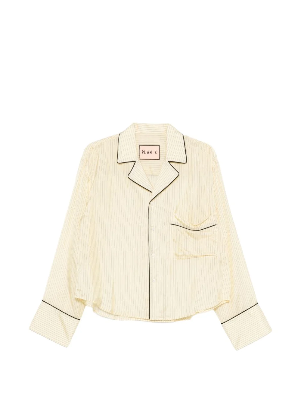 piped-trim striped shirt set - 1