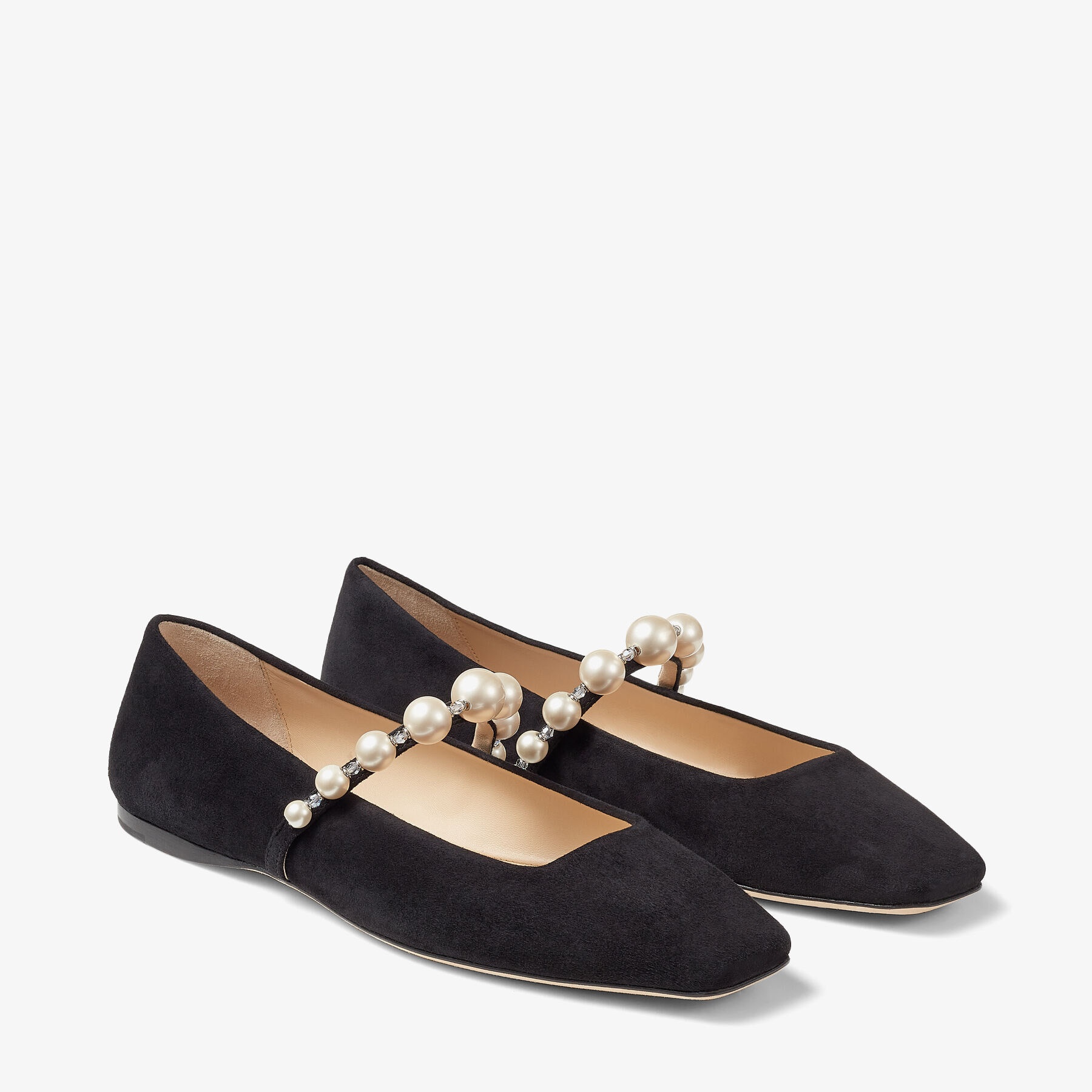 Ade Flat
Black Suede Flats with Pearl Embellishment - 3