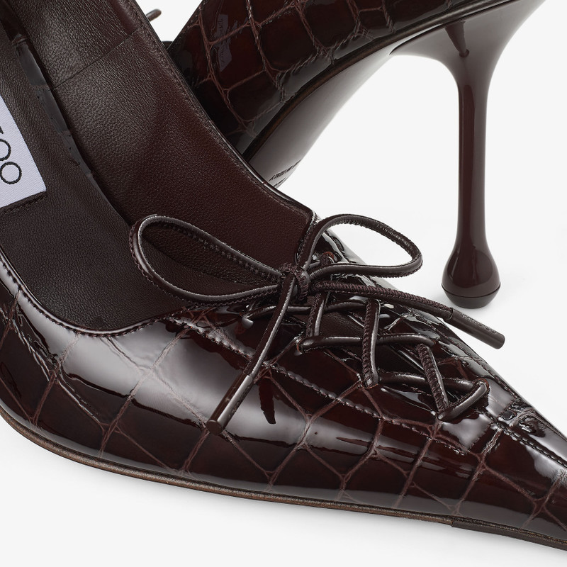 Scarlett 95 Sambuco Shiny Croc Embossed Leather Pumps 3