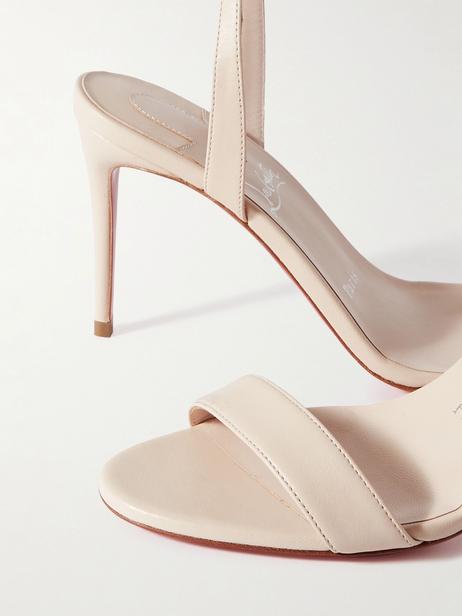Loubigirl 85 leather sandals Beige - 4