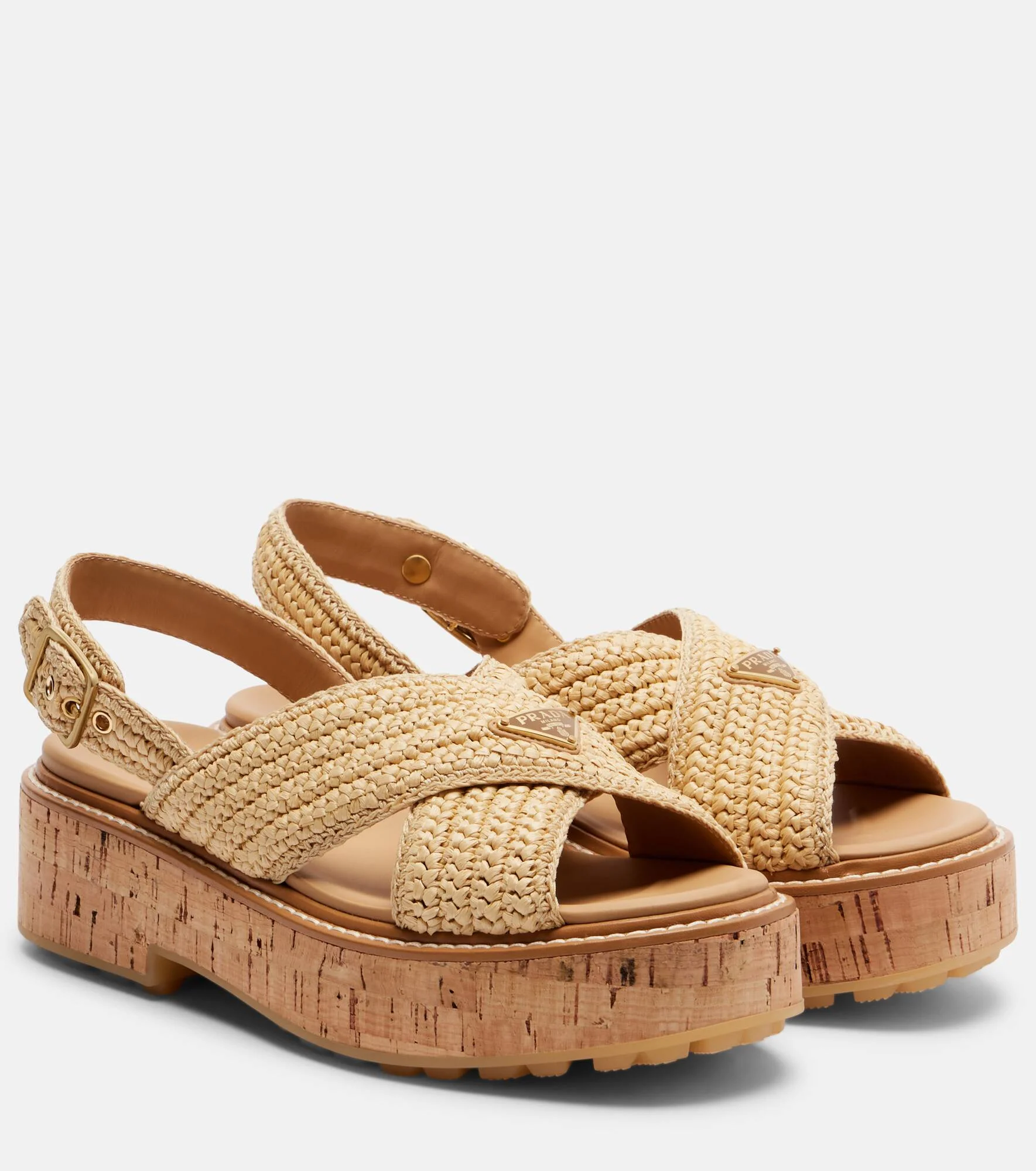 Raffia slingback sandals - 1
