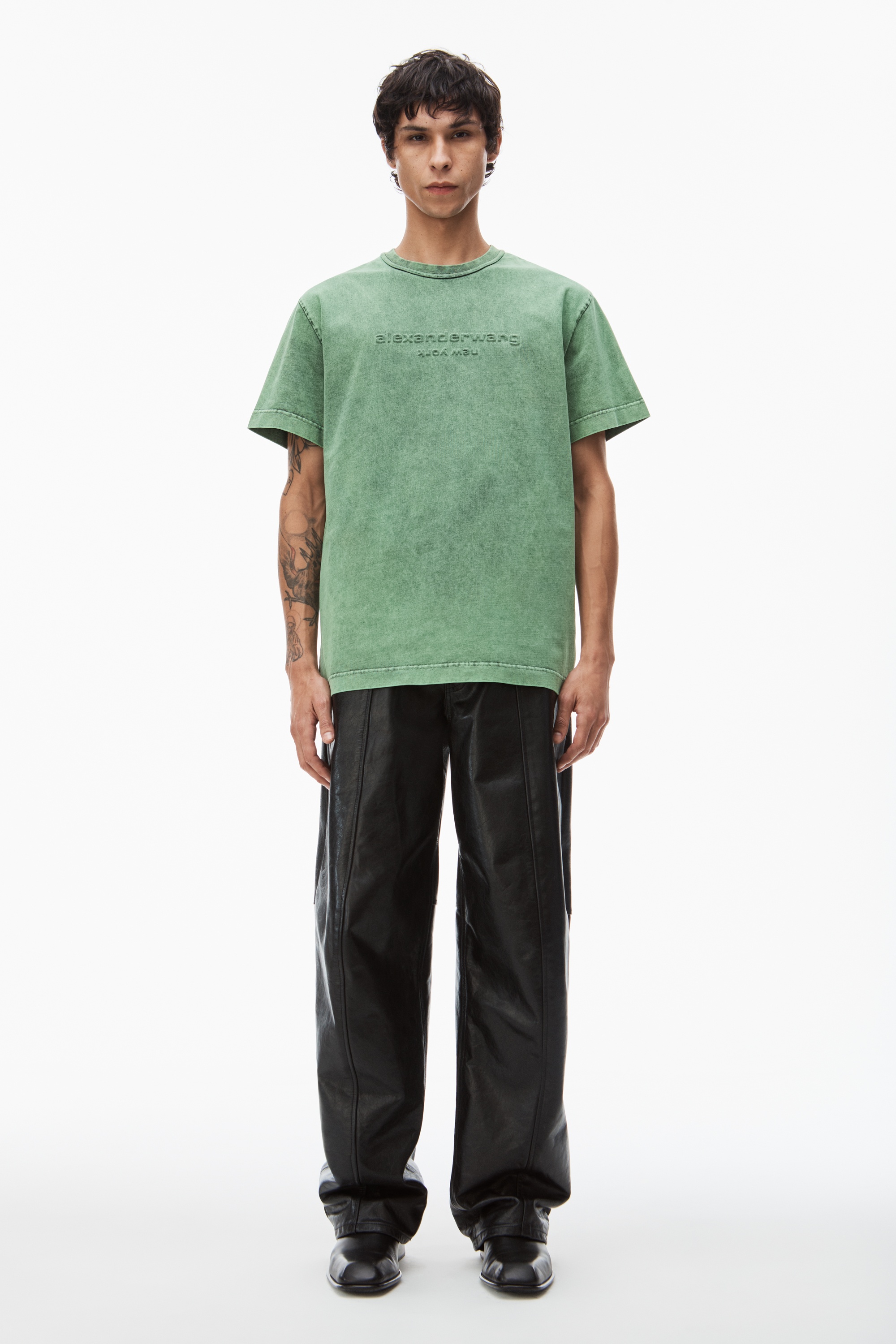 embossed logo tee in compact jersey - 6
