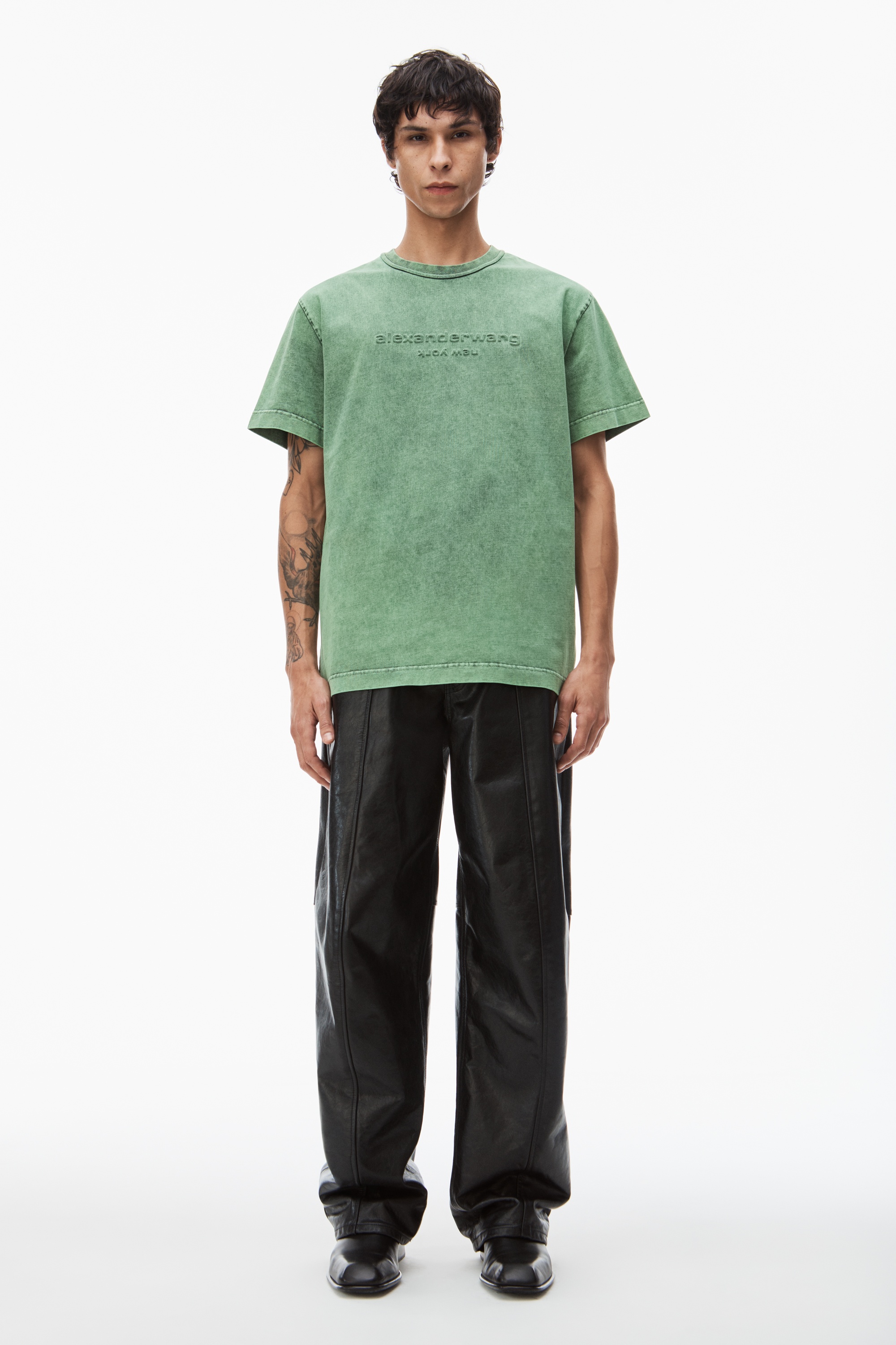 Alexander Wang embossed logo tee in compact jersey