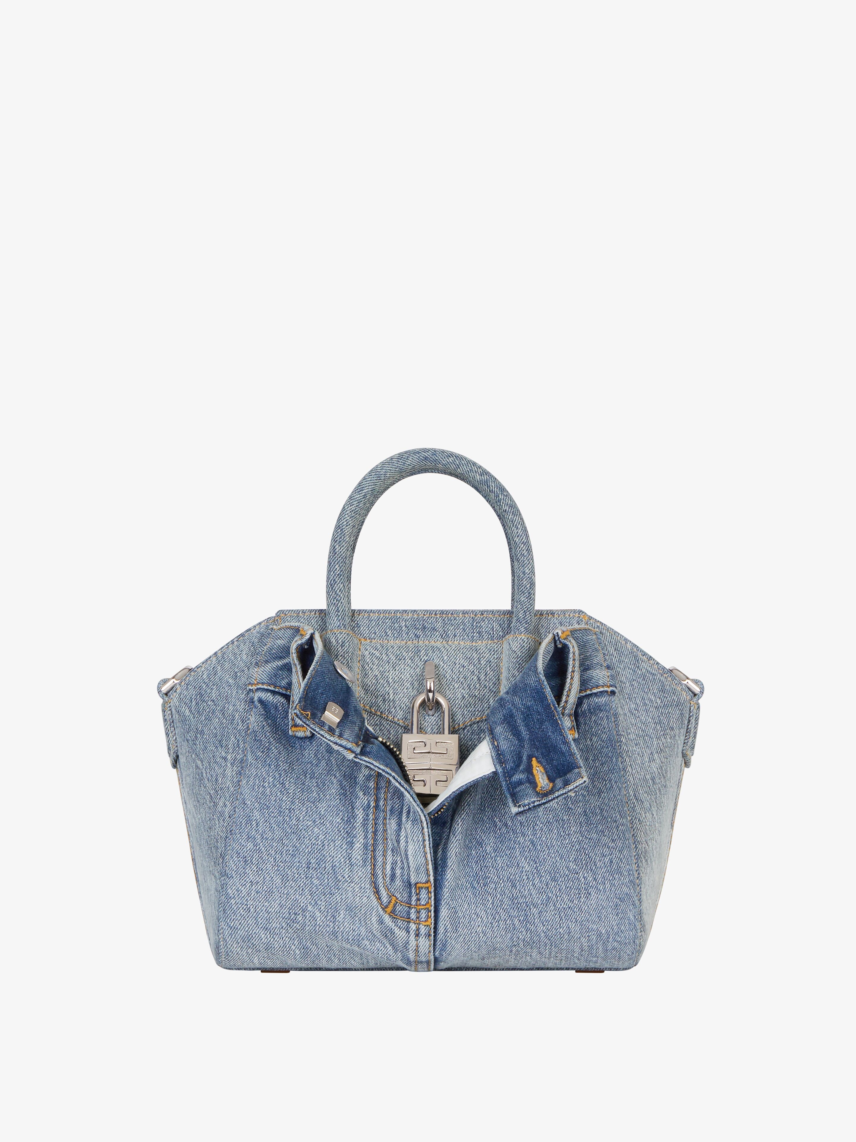 MINI ANTIGONA LOCK BAG IN JEANS - 1