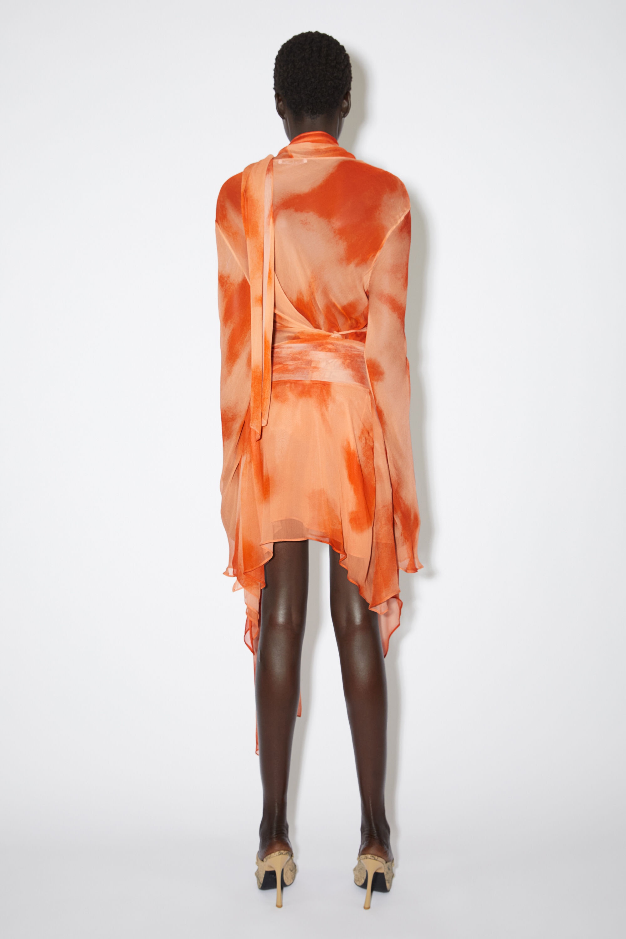 Draped mini skirt - Orange - 3