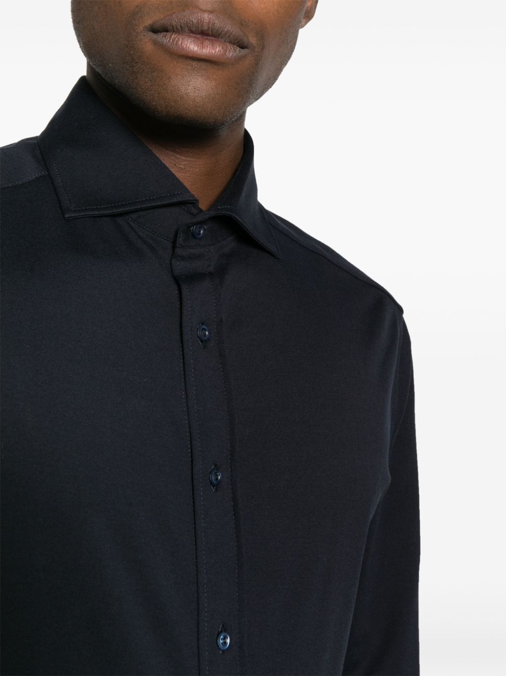 spread-collar cotton shirt - 5