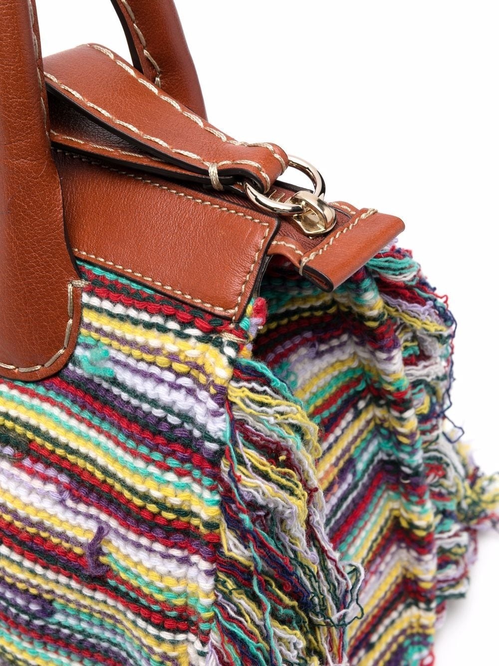 fringed woven tote bag - 5