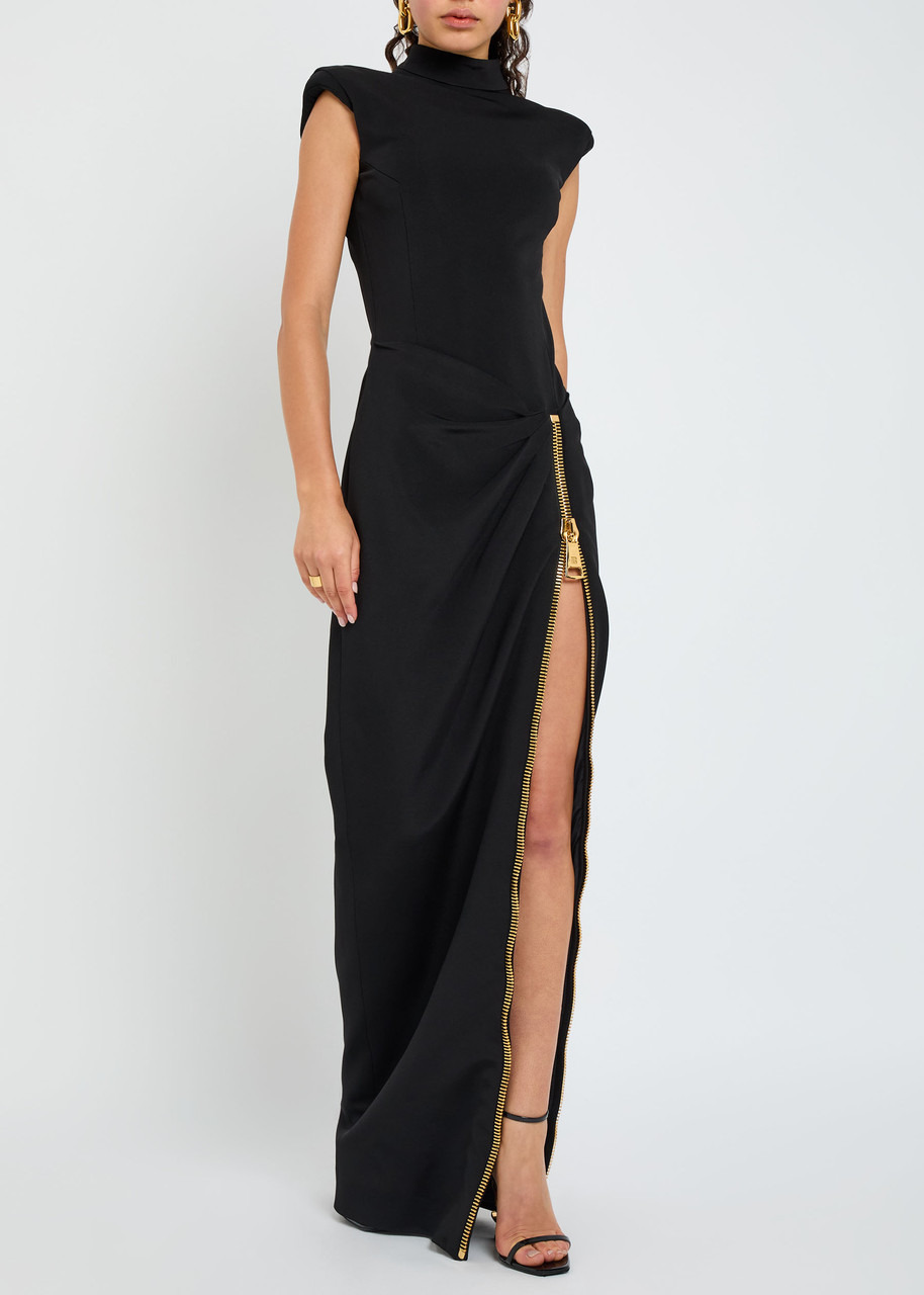 Balmain Zip-embellished Woven Maxi Dress - 4