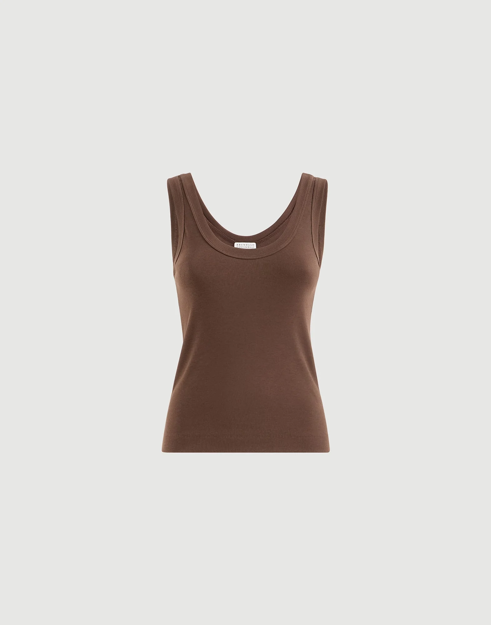 Stretch cotton ribbed jersey top with monili - 1