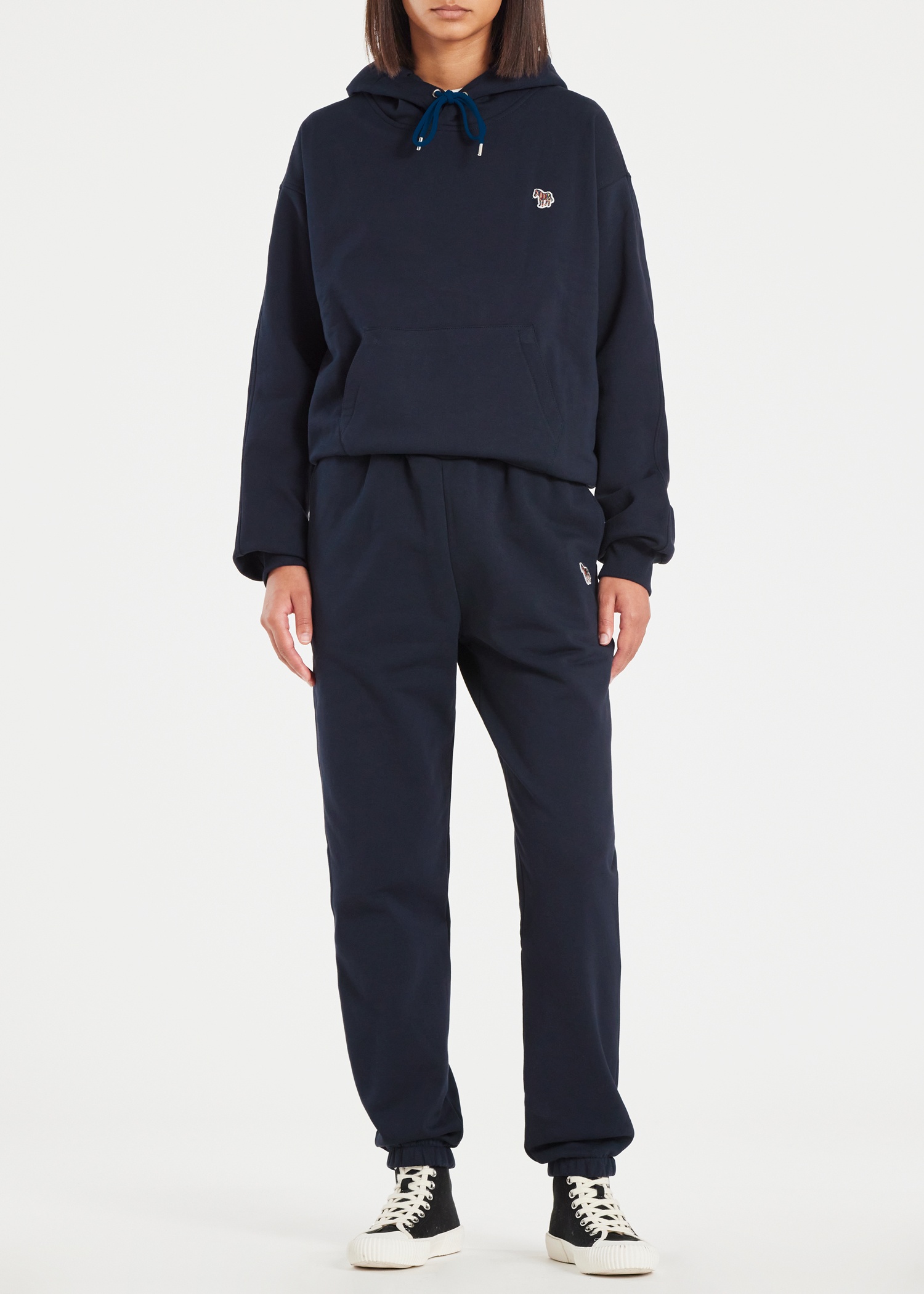 Navy Cotton Zebra Logo Hoodie - 4