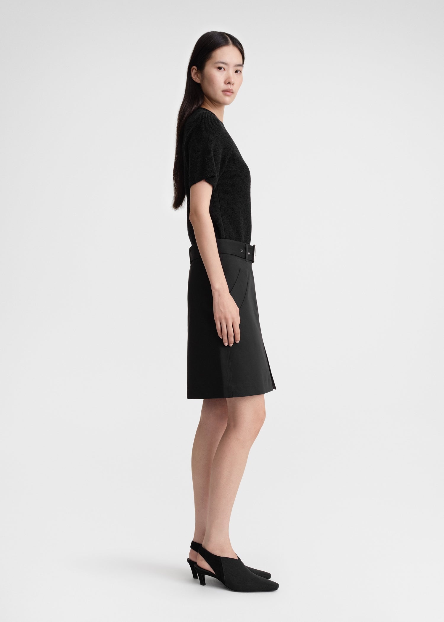Cotton trench skirt black - 3