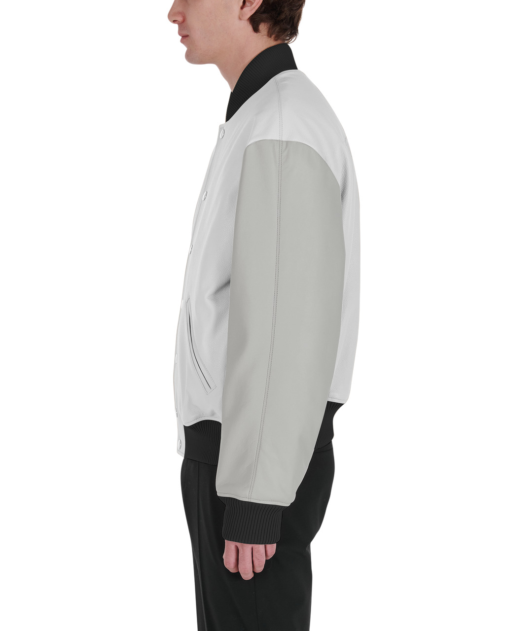 EMBROIDERED LEATHER LOGO VARSITY JACKET - 4