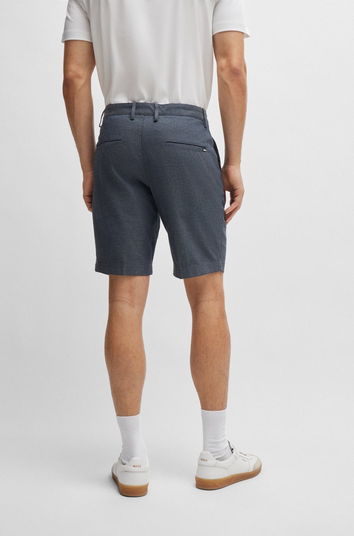 SLIM-FIT SHORTS IN MELANGE TWILL - 4
