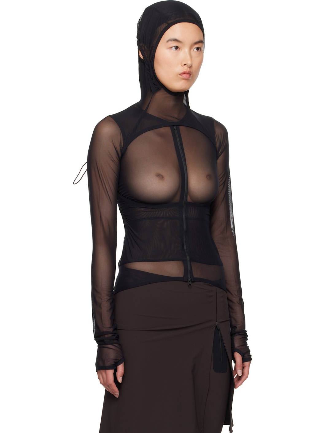 Black Mesh Bolero Hoodie - 2