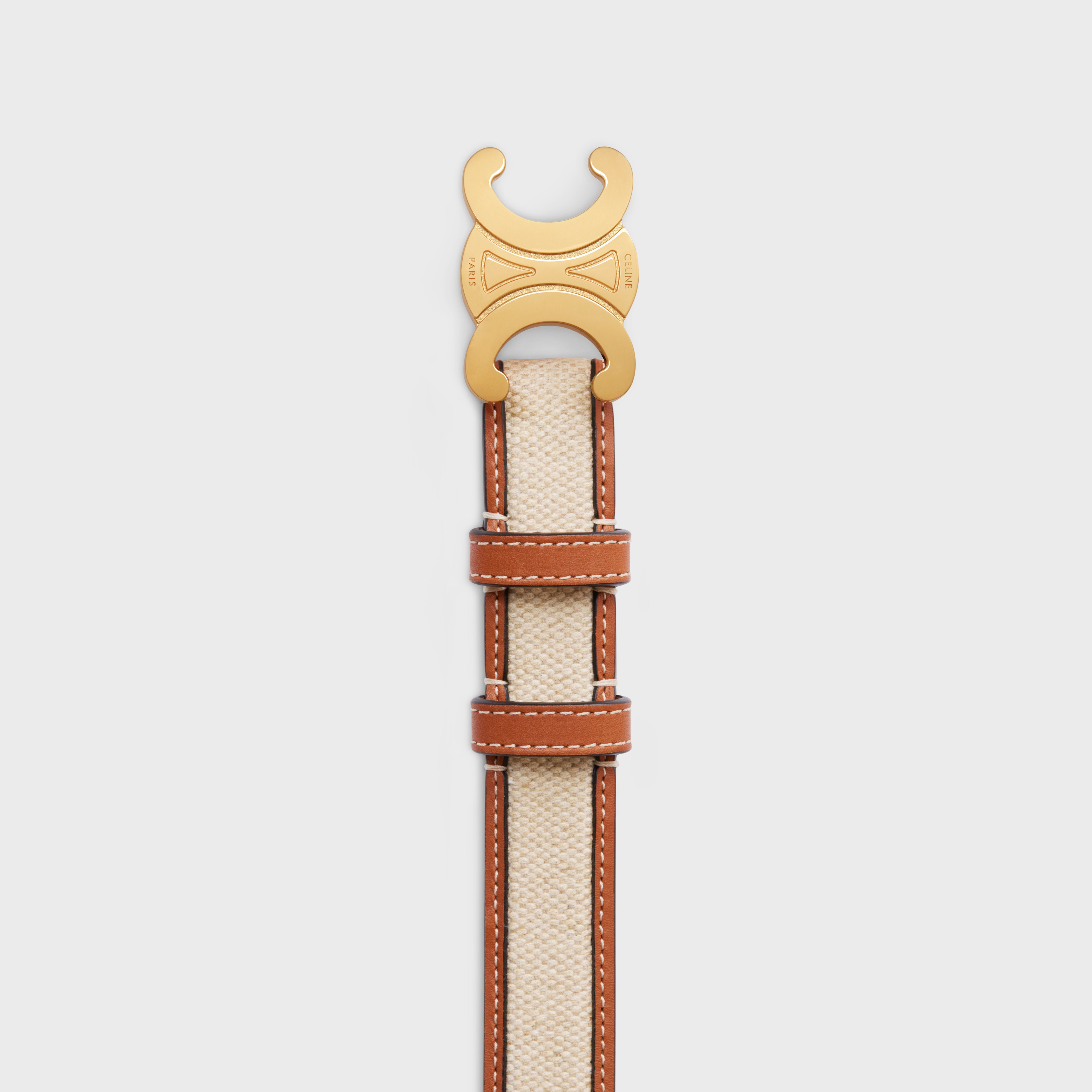 MEDIUM TRIOMPHE BELT in TEXTILE AND CALFSKIN - 2