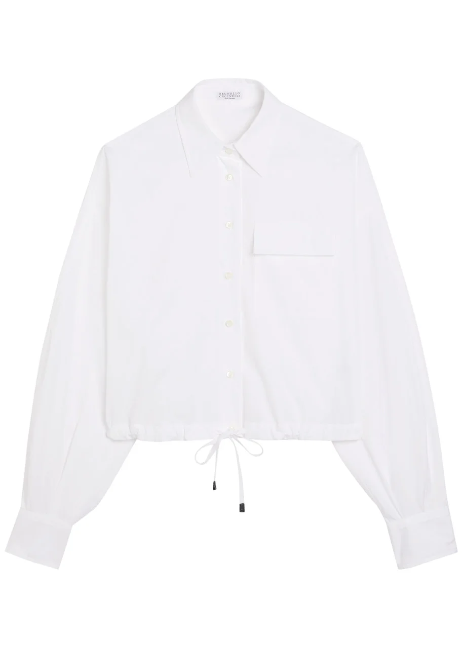 Brunello Cucinelli Drawstring Cotton-poplin Shirt - 1