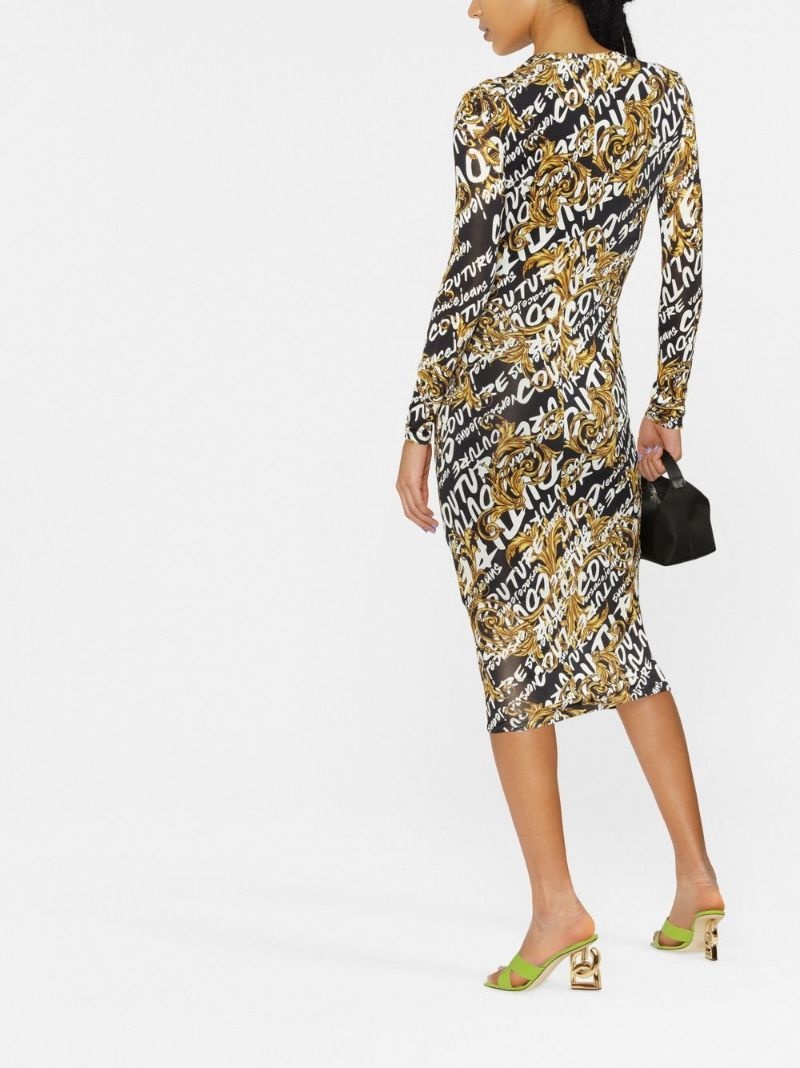 graphic-logo-print midi dress - 7