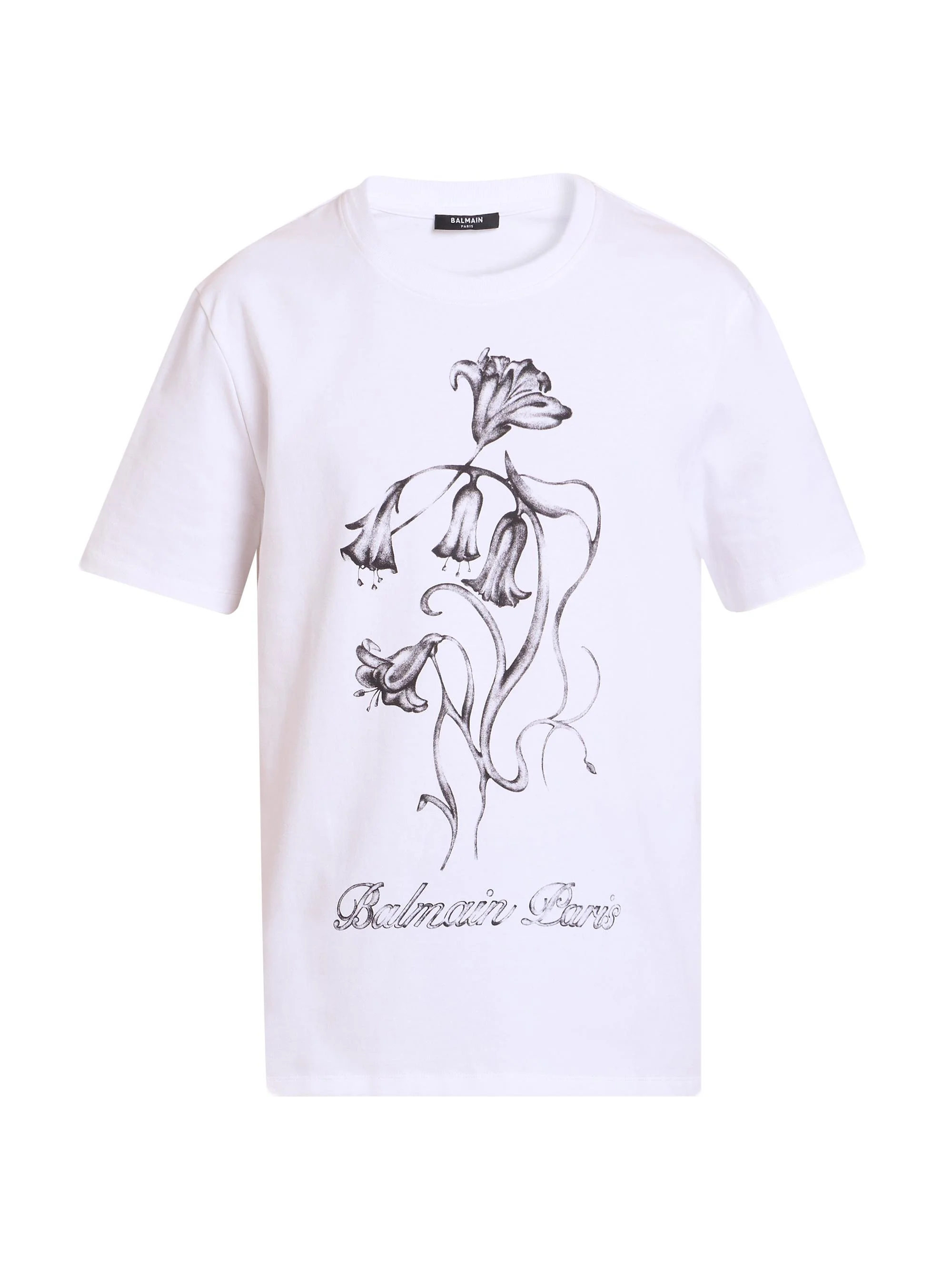 Men's Floral Cotton Crewneck T-Shirt - Blanc Noir - 1