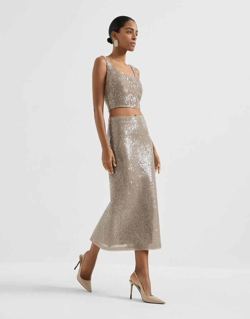 Dazzling cascade embroidery skirt in crispy silk 5