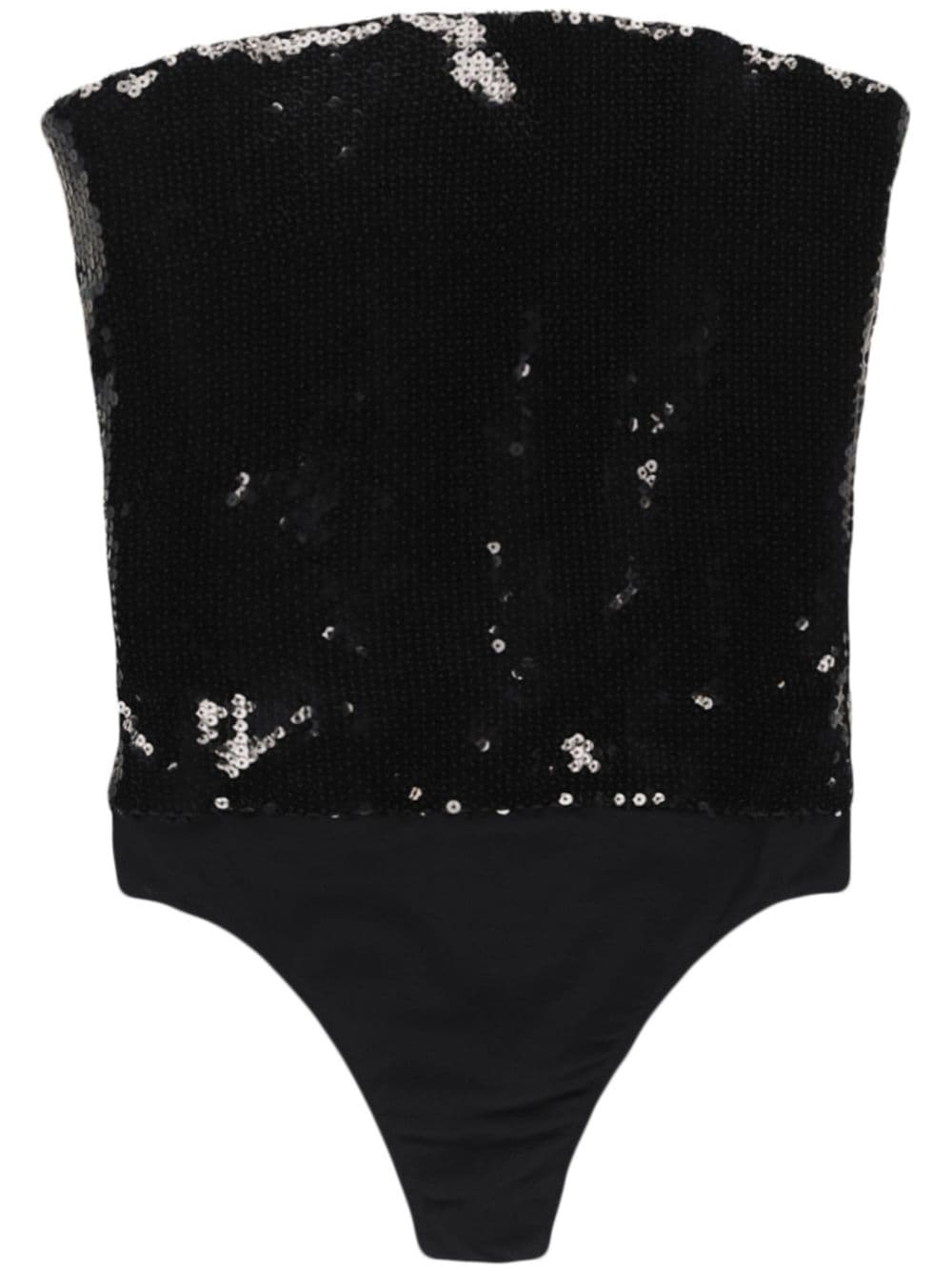 sequin-embellished strapless bodysuit - 1