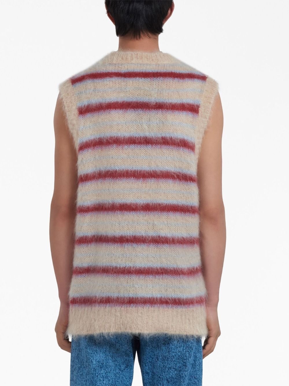 striped brushed-finish knitted vest - 4