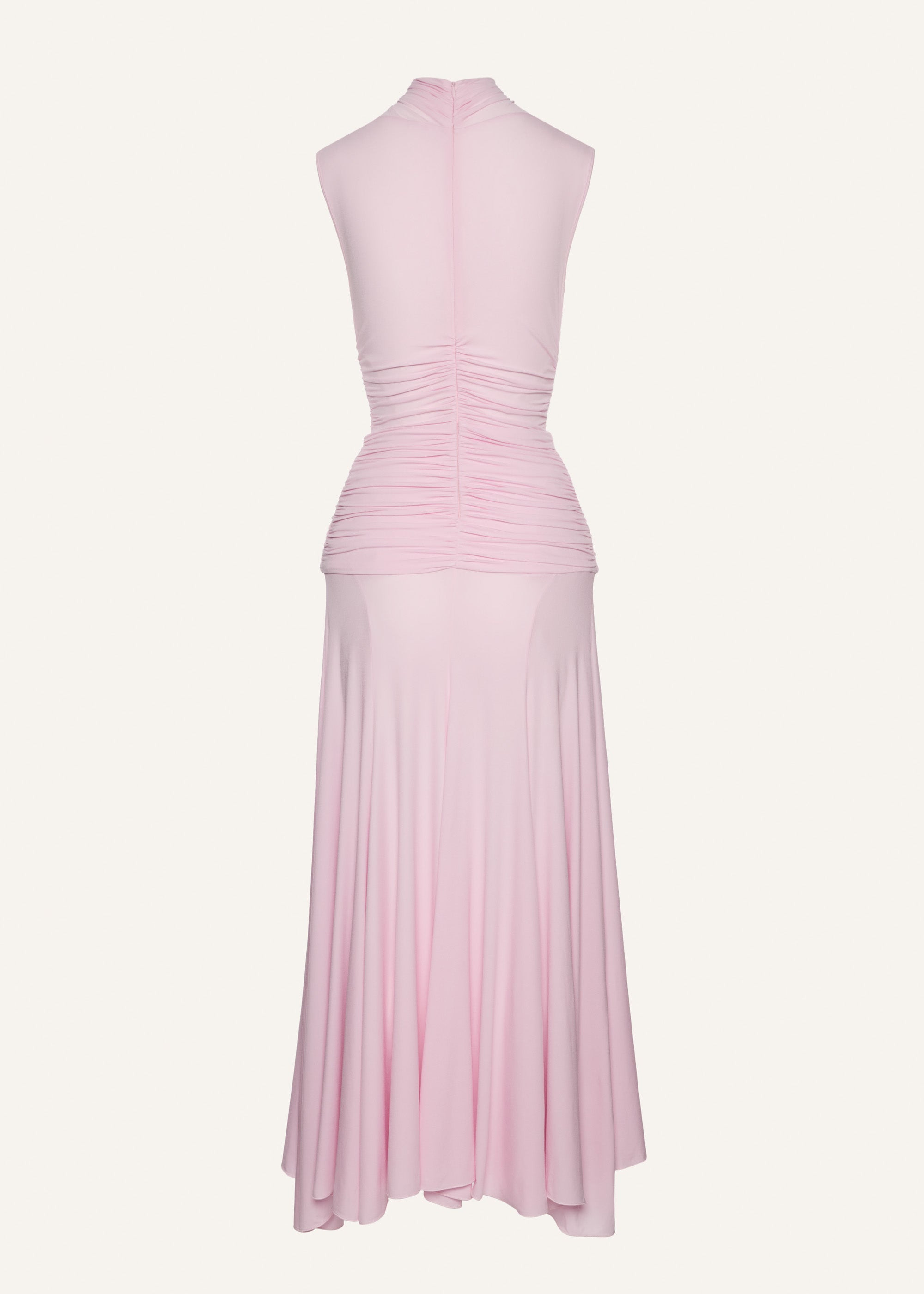 High-neck cupro midi dress in pink - 2