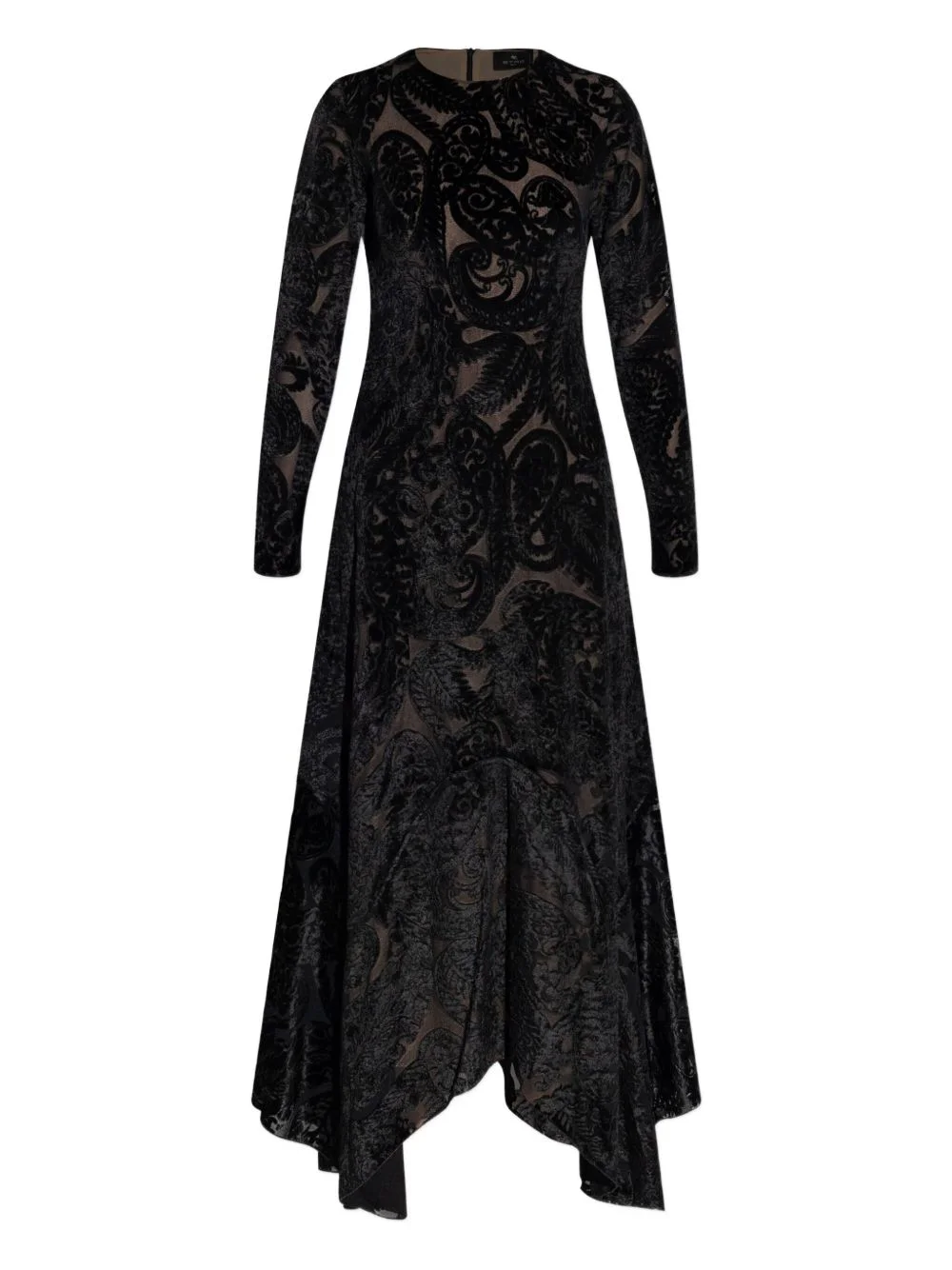 paisley-print velvet midi dress - 1
