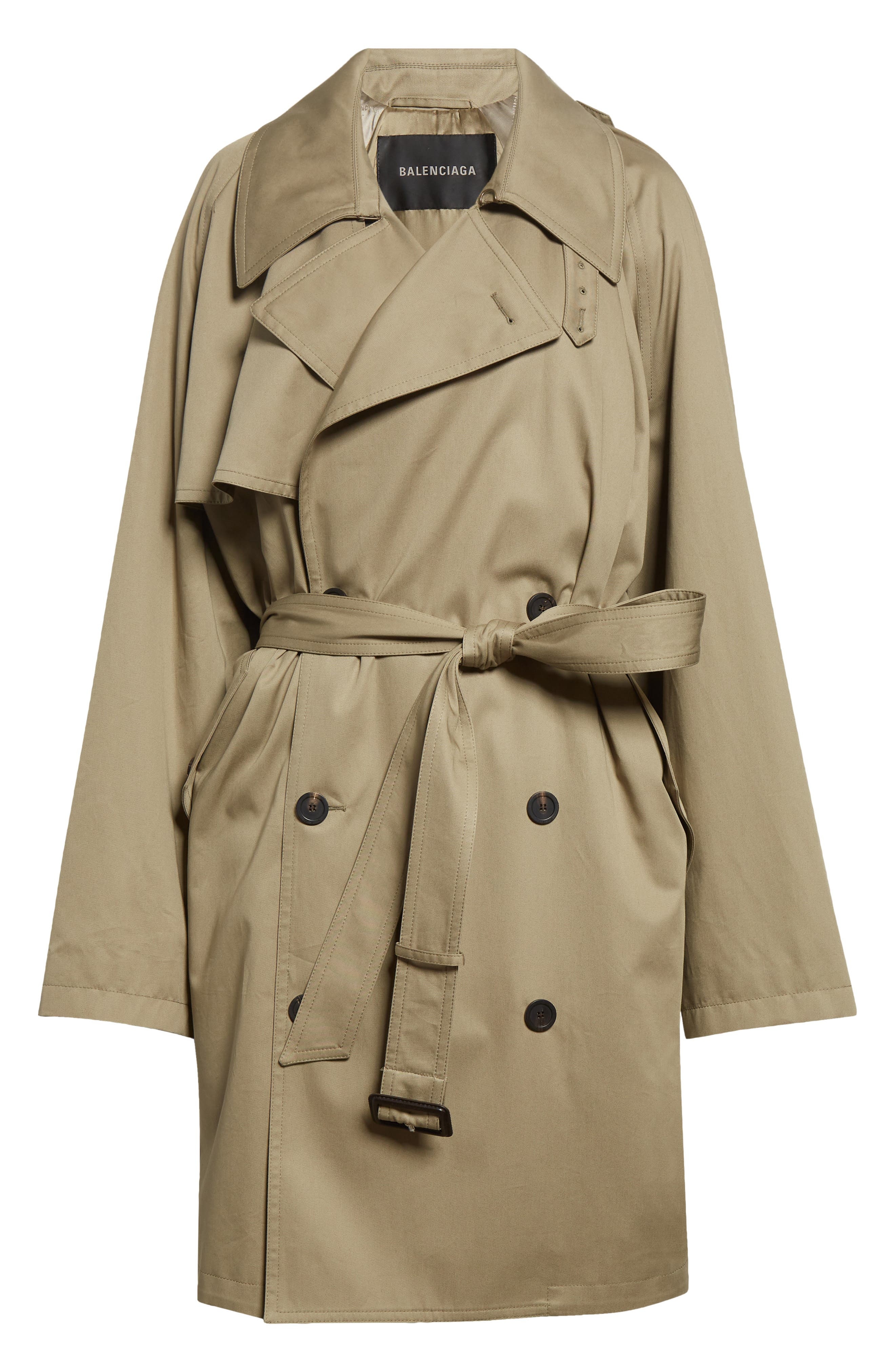 Balenciaga Draped Trench Coat in 9772 Explorer Beige at Nordstrom - 6