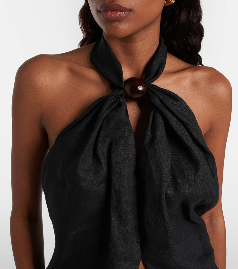 Biba embellished halterneck linen top 4