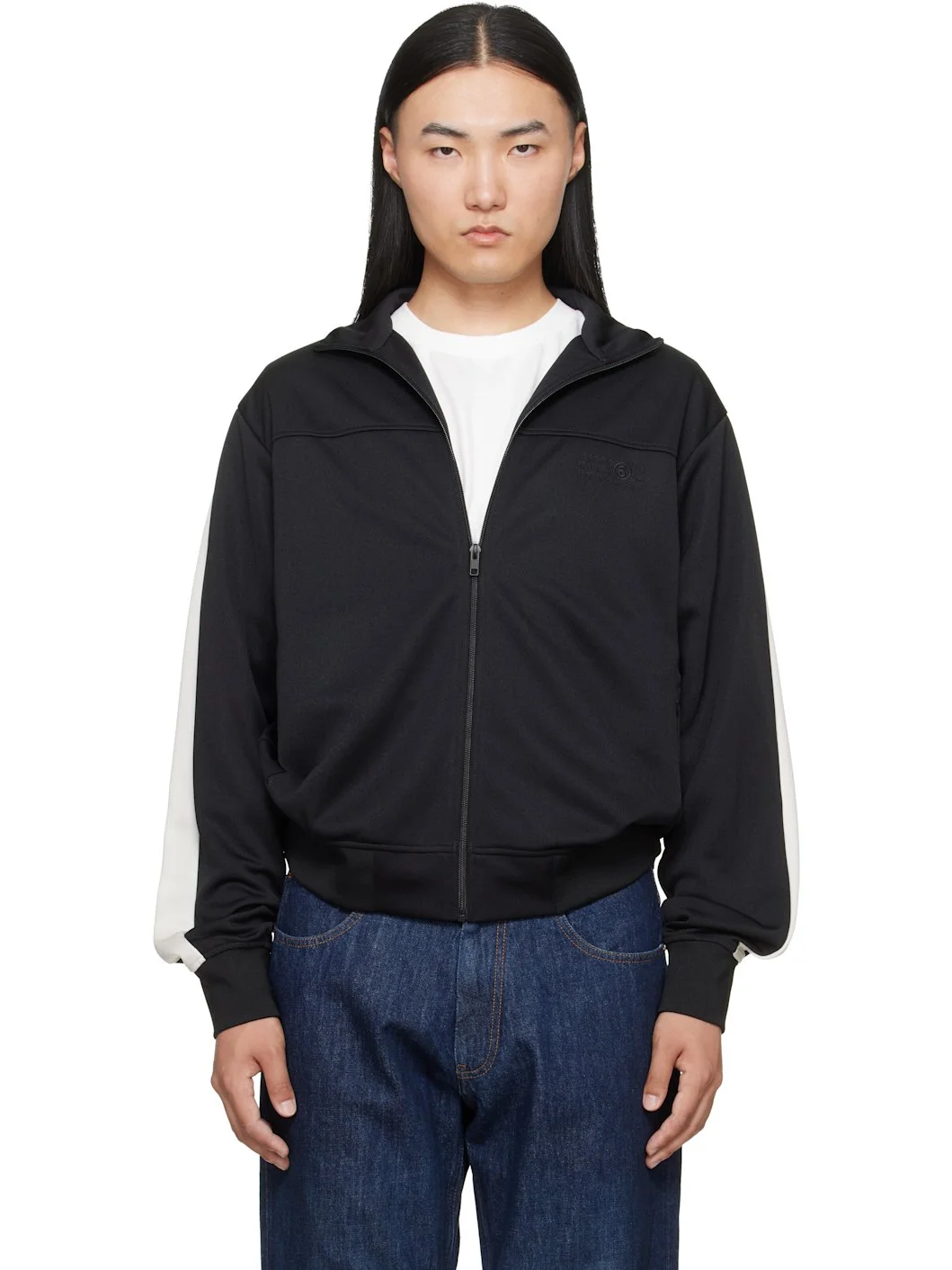 Black Striped Sleeves Track Jacket - 1